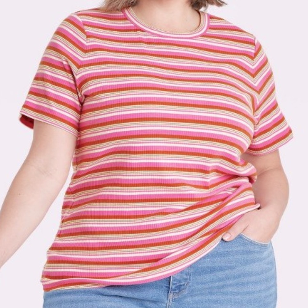 Plus Ribbed Striped Tee